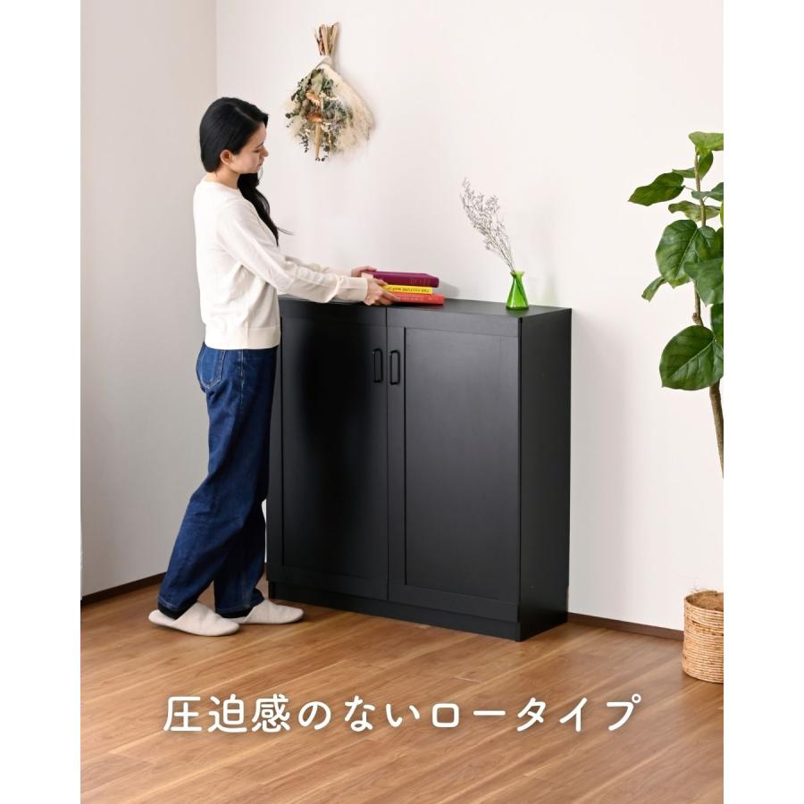 山善（YAMAZEN） 本棚 扉付き 大容量 幅90タイプ ブックシェルフ