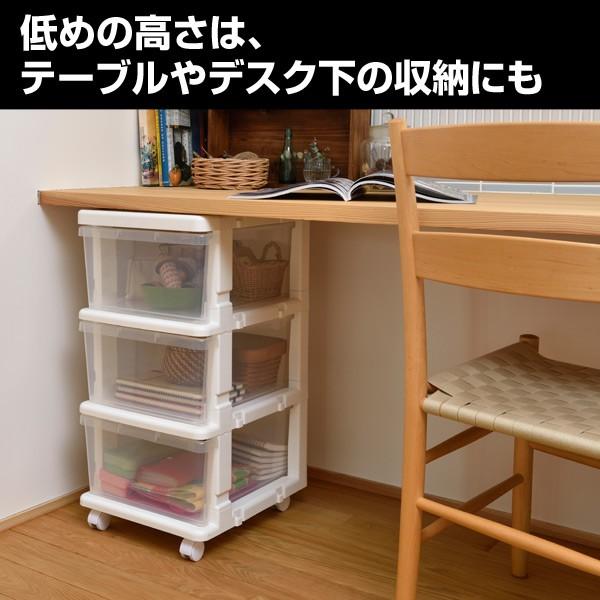 JEJアステージ スリムチェスト 3段 キャスター付き クリア たんす