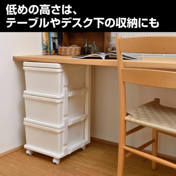JEJアステージ スリムチェスト 3段 キャスター付き ホワイト たんす