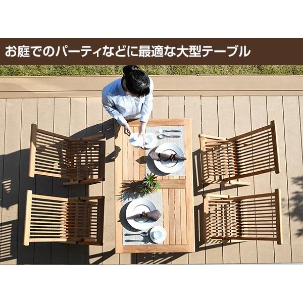 ガーデンテーブルセット ガーデンテーブル ガーデンチェア 5点 セット 山善 ガーデンファニチャー 木製 チーク材 折りたたみ 幅120cm IST-120＆IFC-001*4｜e-kurashi｜06
