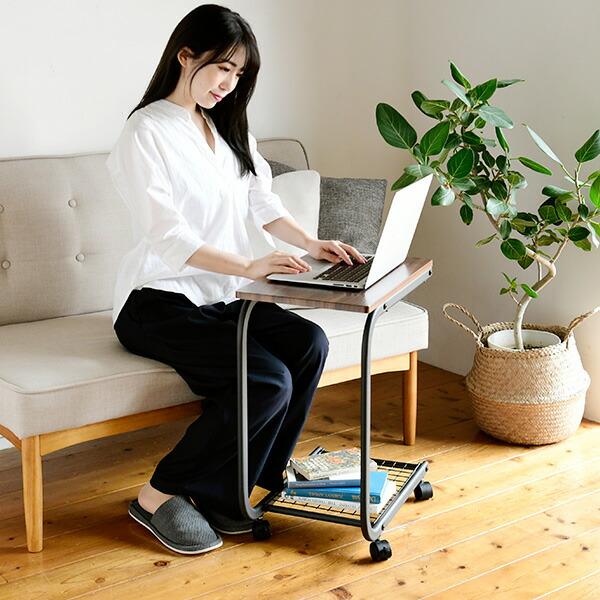 山善 サイドテーブル キャスター付き 幅50×奥行30×高さ60cm BST 山善 サイドテーブル キャスター付き 幅50×奥行30×高さ60cm BST