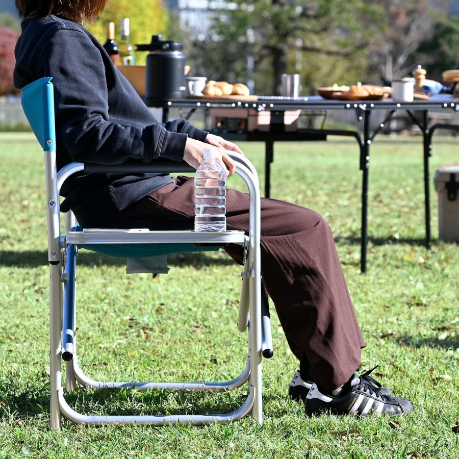 山善（YAMAZEN） ディレクターチェア アウトドアチェア アルミ 軽量