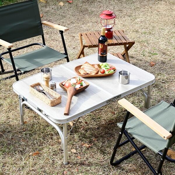 山善（YAMAZEN） アウトドア テーブル 折りたたみ 90cm 60cm 木目