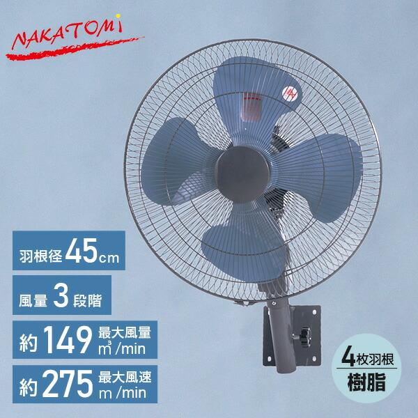 ナカトミ 工場扇 45cm 壁掛け式 TZW-45P 工業扇風機 工業用扇風機 大型