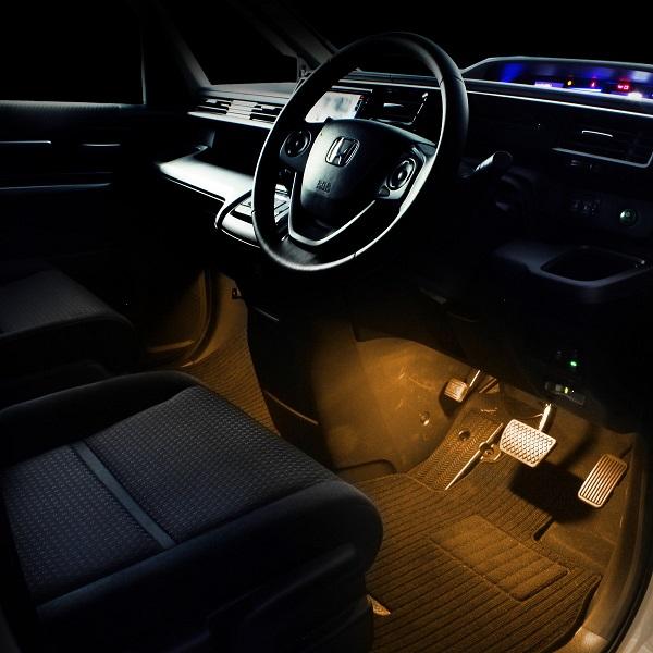 ステップワゴン(RP系) 専用 LED フットライト 車 フットライトキット【前後席セット】フットランプ エーモン カー用品 車内 ライト 車用品 Honda ホンダ_6