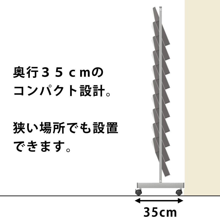 【グレースモーク 】 パンフレットスタンド カタログ 収納 ラック キャスター 省スペース ケース前傾 A4 2列 【アイエスケイ】 20段 PS-210