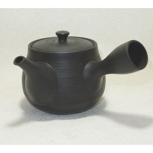 常滑焼 黒泥手彫櫛目草紋急須 春秋窯 3合用 送料無料（北海道・沖縄