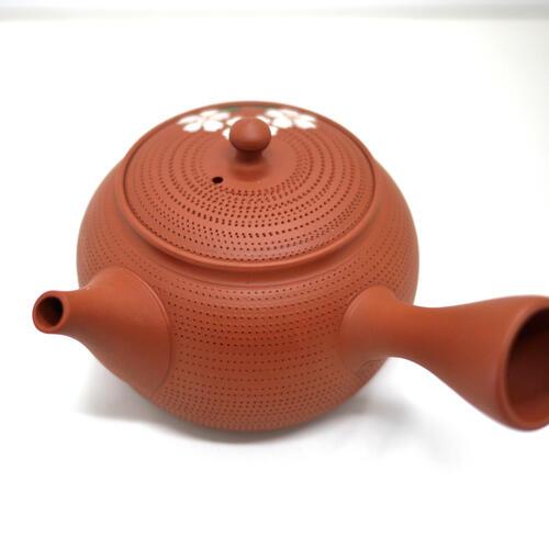 常滑焼 手造 朱泥しだれ桜急須 二代玉光作 2合用 送料無料（北海道