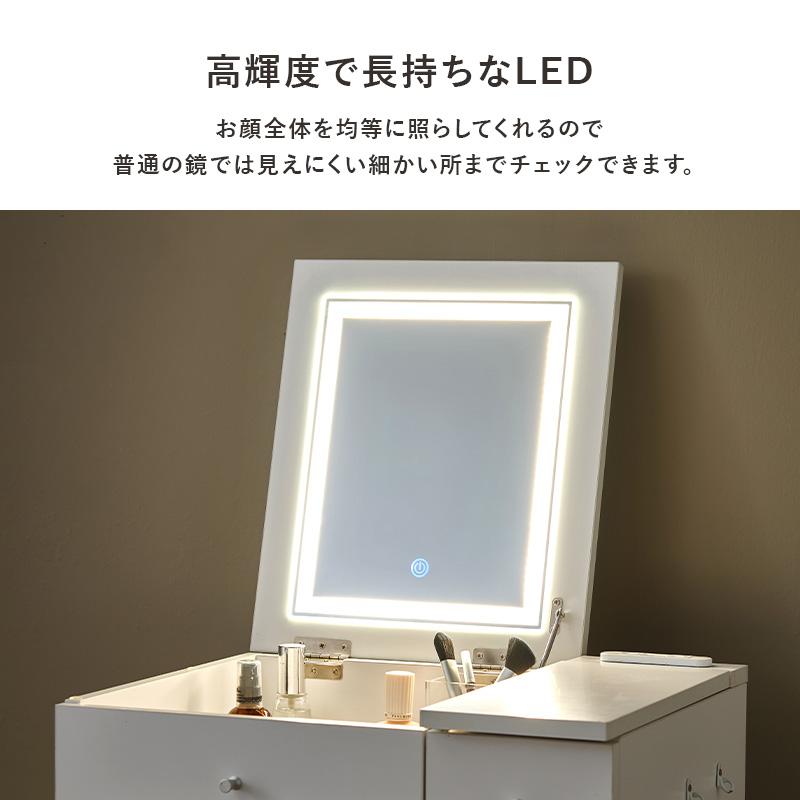 ドレッサー 鏡台 化粧台 おしゃれ レトロ ライト付き スツール コスメ
