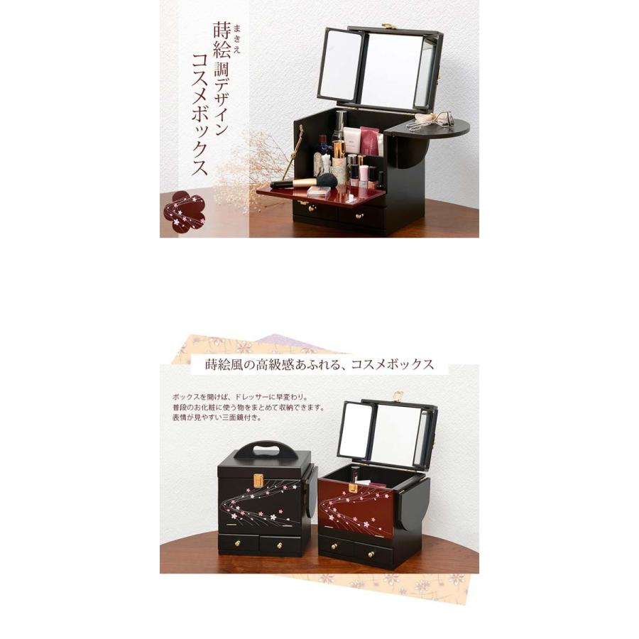 コスメボックス 鏡付き 持ち運び メイクボックス 三面鏡 大容量
