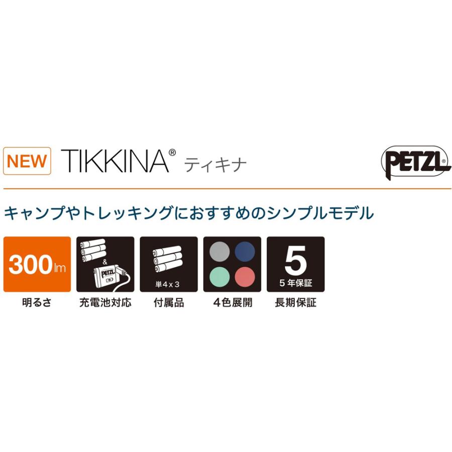 ペツル PETZL ティキナ グレー ヘッドランプ ルーメン キャンプ ハイキング コンパクト 登山 ランニング トレッキング ウォーキング マウンテニアリング  E060 | PETZL | 01