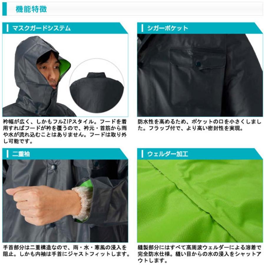 ロゴス LOGOS クレモナ合羽 ジャンパー 袋入り 鉄紺 4L レイン ジャケット 防水 耐寒 耐油 土木作業 農作業 一般作業  15120189_4