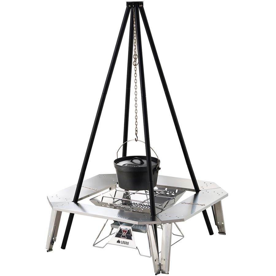 ロゴス LOGOS アウトドア イージーステン囲炉裏テーブル 机 ステンレス 丸洗い 鍋直置き 軽量 耐熱性 キャンプ BBQ 折り畳み  73561001 LOGOS（ロゴス） イージーステン囲炉裏テーブル 机 ステンレス 丸洗い