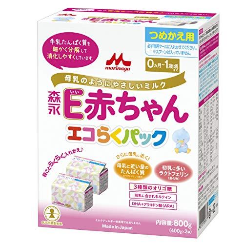 オープニング 大放出セール 授乳 食事用品 E赤ちゃん 森永 E赤ちゃん エコらくパック つめかえ用 800g 400g 2袋 0ヶ月 1歳 入れかえタイプ 粉ミルク ラクトフェリン 3種類のオリゴ糖 Www Threeriversofs Com