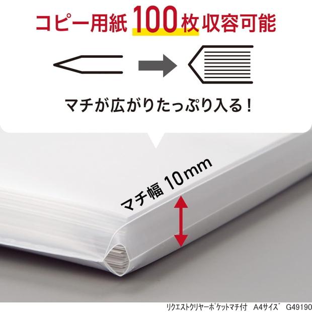 クリヤーポケット マチ付 大容量タイプ 10枚 A4サイズ 30穴 　リヒトラブ G49190｜e-maejimu｜02