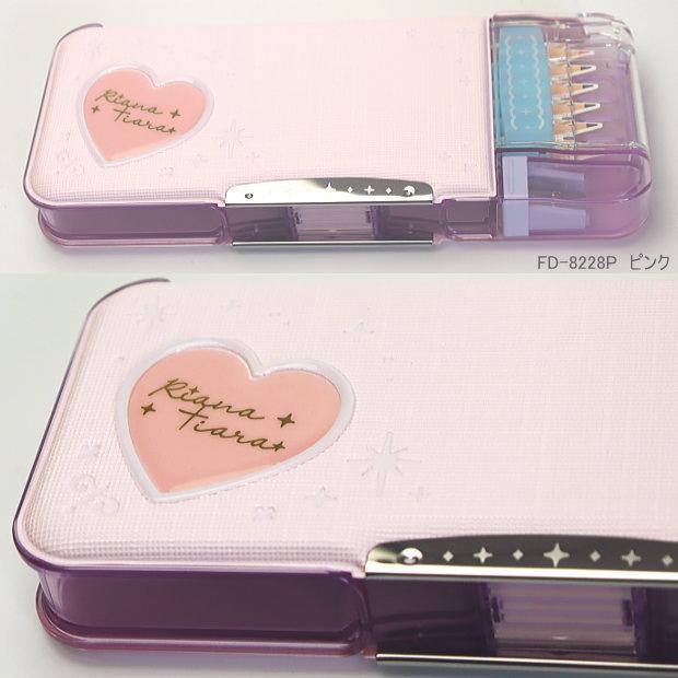 えんぴつチェック両面筆入れ 小学校女子におすすめの筆箱 ピンク