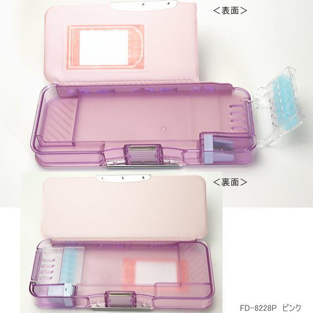 えんぴつチェック両面筆入れ 小学校女子におすすめの筆箱 ピンク