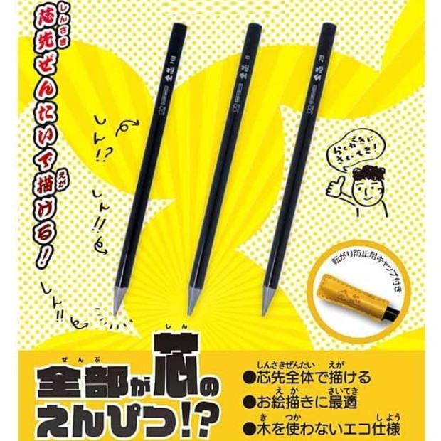 全芯 全部が芯の鉛筆 芯先全体で描けるのでお絵描きデッサンに最適 HB