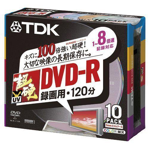 TDK DVD-R録画用 超硬 1-8倍速記録対応 5色カラーミックス 10枚パック DVD-R120HCMX10K DVDメディア