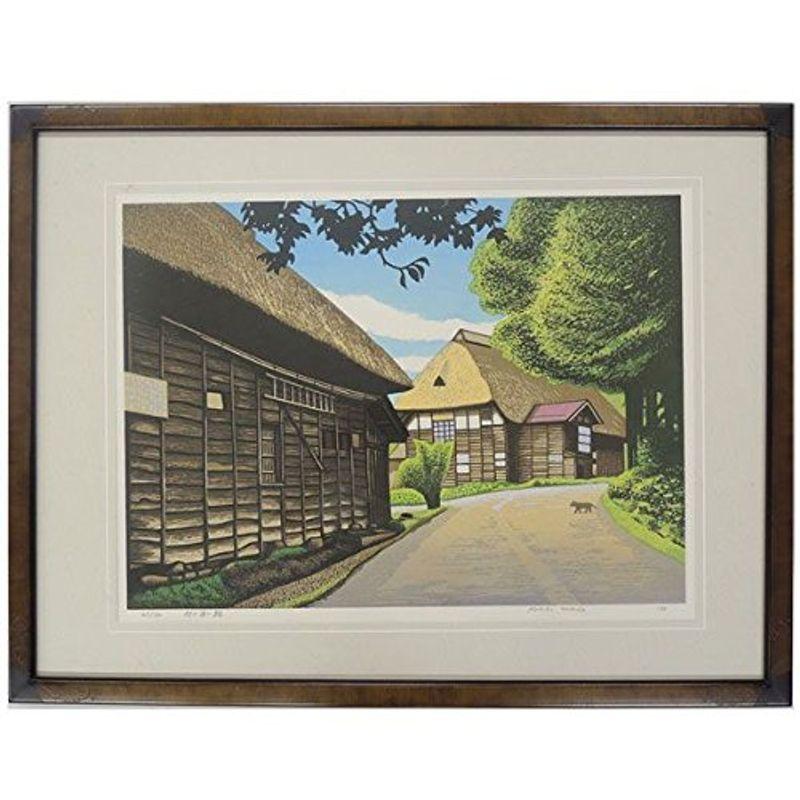 大好き 田園 農村 風景画 前田光一 村の通い路 木版画 萱葺 絵画a667 茅葺版画 デジタルフォトフレーム 写真立て Talukdernet Com