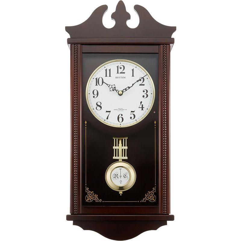 リズム(RHYTHM) 柱 掛け時計 電波 アナログ ペデルセンR 振り子 時報 木 茶 RHYTHM 4MNA03RH06 RHYTHM 掛け時計 電波 アナログ ペデルセンR 振り子 時報 4MNA03RH06 サイズ