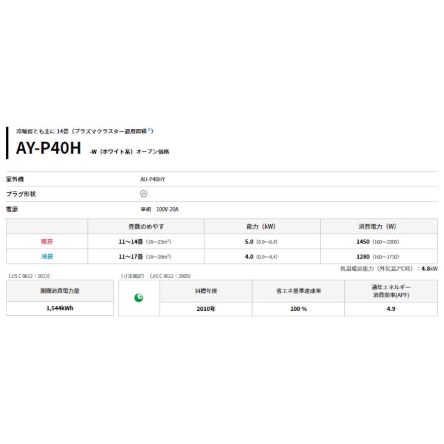 SHARP エアコン おもに14畳用 シャープ AY-P-Hシリーズ 2022年 SHARP エアコン おもに14畳用 シャープ AY-P-Hシリーズ 2022年