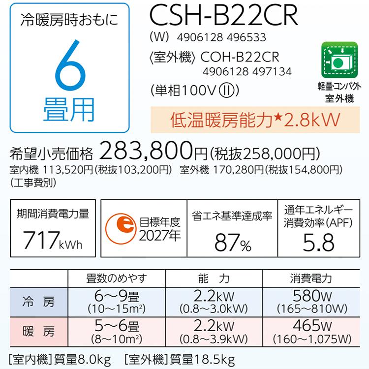 ReLaLa エアコン おもに6畳 コロナ 2024年モデル リララBシリーズ 内部 