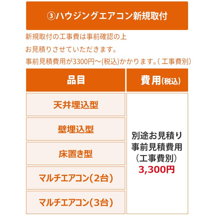 ハウジングエアコン標準取付工事 ≪天井埋め込み・天井カセット型