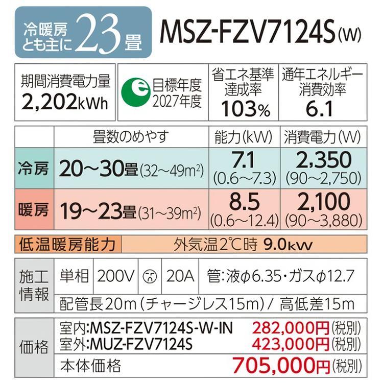 霧ヶ峰 エアコン おもに23畳 三菱電機 2024年 モデル FZシリーズ 霧ヶ峰 エアコン おもに23畳 三菱電機 2024年 モデル FZシリーズ