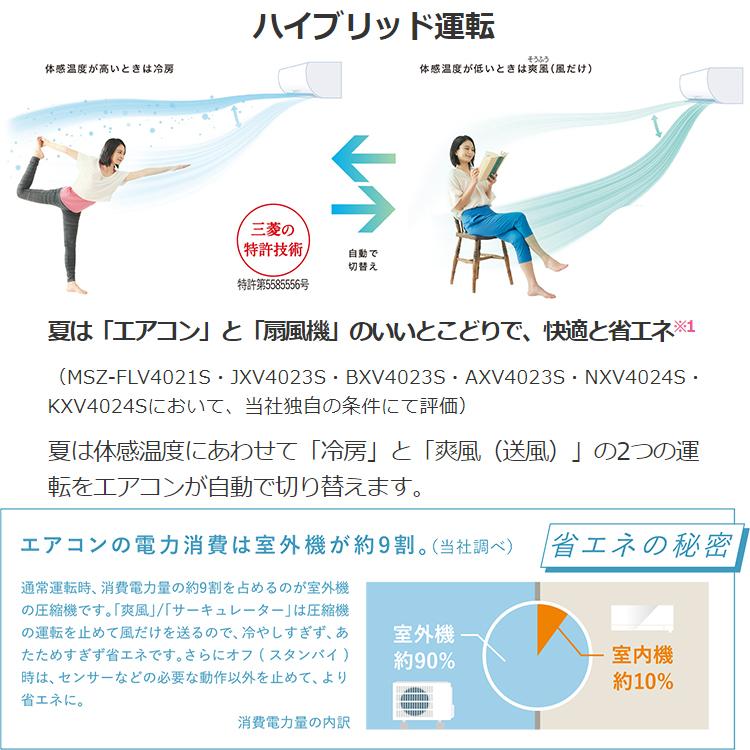 MITSUBISHI MSZ-KXV2524-W-IN 本体　8畳用 霧ヶ峰 エアコン おもに8畳 三菱電機 ズバ暖霧ヶ峰 2024年モデル
