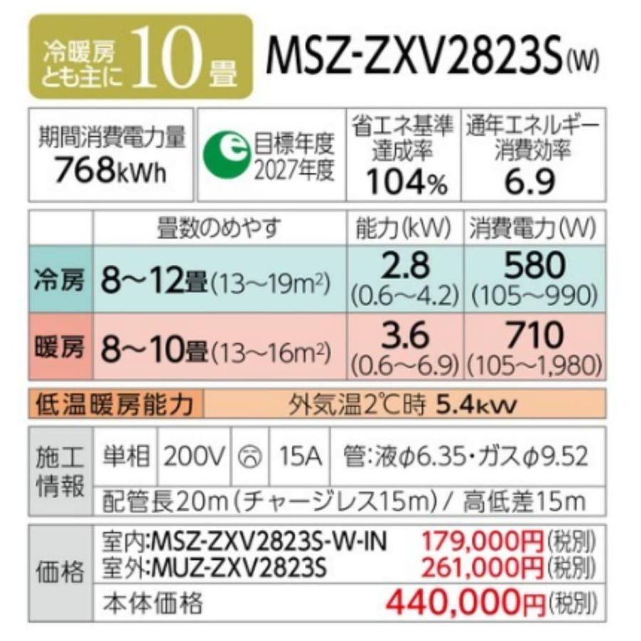 MSZ-ZXV2823S-W三菱電機 ルームエアコン 霧ヶ峰 Zシリーズ 10畳 ピュアホワイト ムーブアイmirA.I.+ 2023モデル　プレミアムモデル　STRONG冷房　ピュアミスト｜e-maxjapan｜02