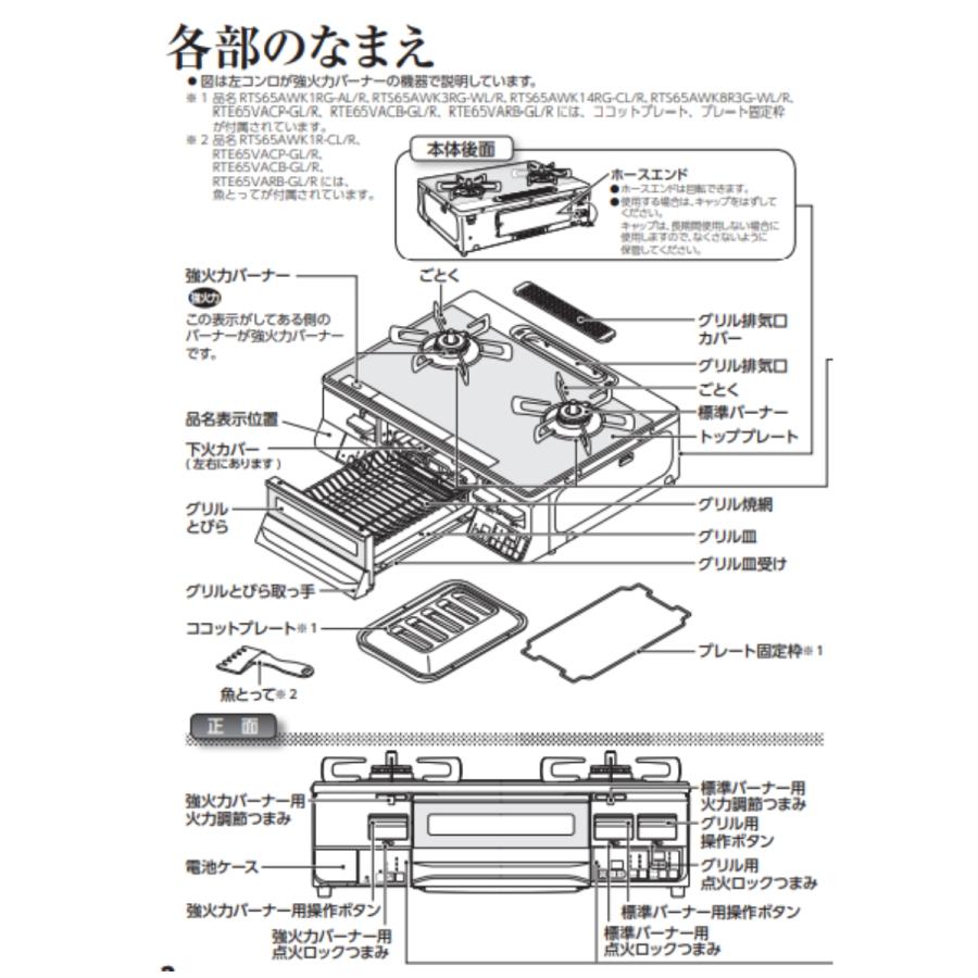リンナイ（Rinnai） RTS65AWK3RG-WL-A13 都市ガス ガスコンロ 2口 左