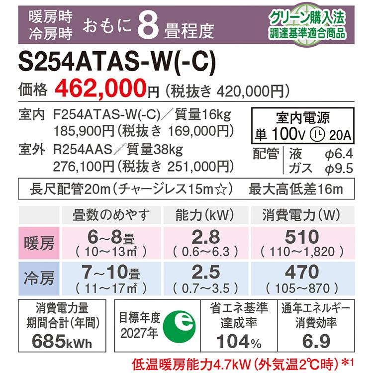 ダイキン　2024年式　6-8畳用 ダイキン エアコン おもに6畳 2024年モデル Eシリーズ ホワイト