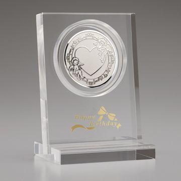 お誕生おめでとう！！メダル純銀製メダルとアクリルスタンドのセット