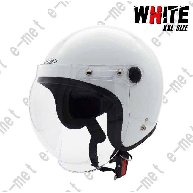 バイク ヘルメット ジェット ジェットヘルメット XXL 大きい BIG オススメ シールド付き  EX-78 WHITE｜e-met2｜04