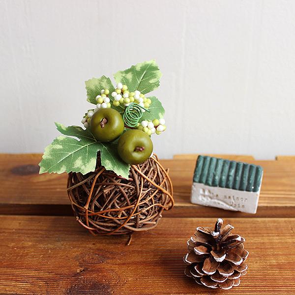 ミニアップルピック 造花 インテリア フルーツ 果物 りんご リンゴ