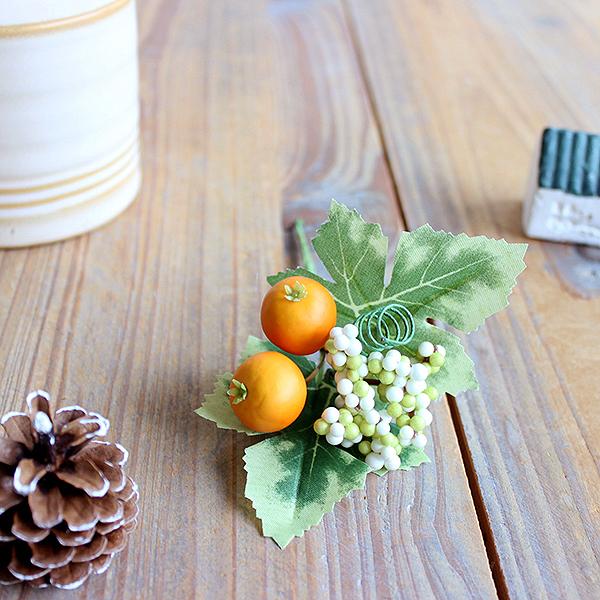 ミニオレンジピック 造花 インテリア フルーツ 果物 オレンジ