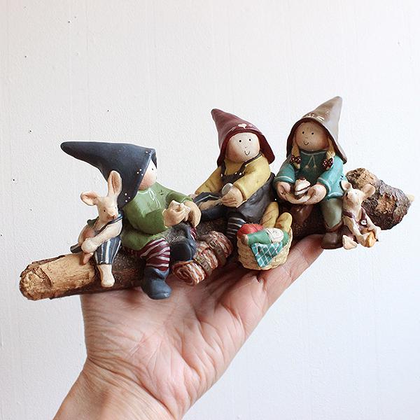 Gnomy's diaries グノーミー W23cm Fairies,Picnic On Tree F241 陶器