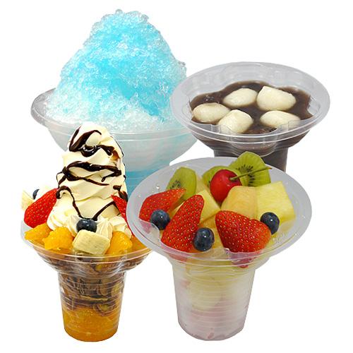 デザート・かき氷カップ PETフラワーカップ（クリア） 600個 : みやこ