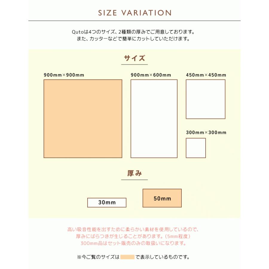 4枚セット Quto 50mm 900mm×900mm 吸音材 防音 吸音 壁 防音材 防音シート 窓 ドア 防音マット 吸音シート DIY テレワーク 書斎 宅録 - 9