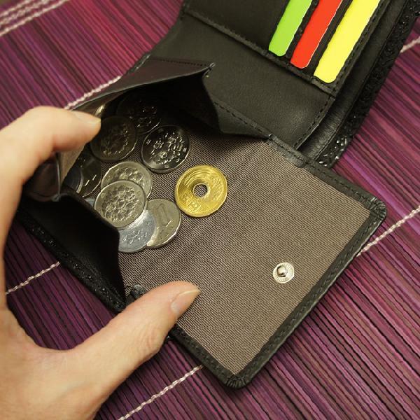 古都印伝 財布 メンズ 二つ折り 本革 日本製 ひょうたん柄 二つ折り