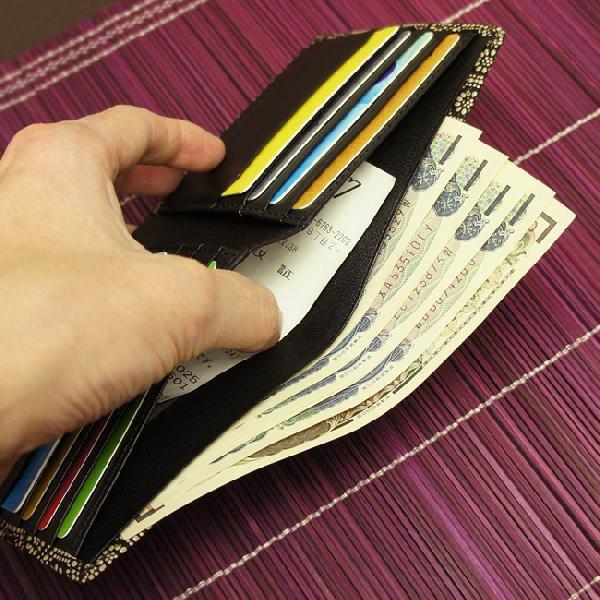 古都印伝 財布 メンズ 二つ折り 本革 日本製 亀甲柄 二つ折り財布 小銭