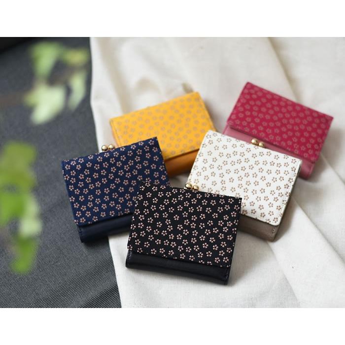 古都印伝 財布 レディース 三つ折り財布 小さい財布 小桜 大人 向け