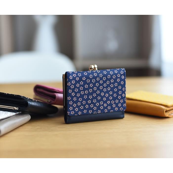 古都印伝 財布 レディース 三つ折り財布 小さい財布 小桜 大人 向け