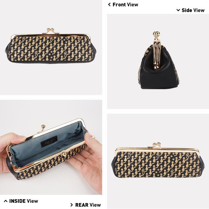 がま口マルチケース 古都印伝 Cat's キャッツ レディース ポーチ 本革