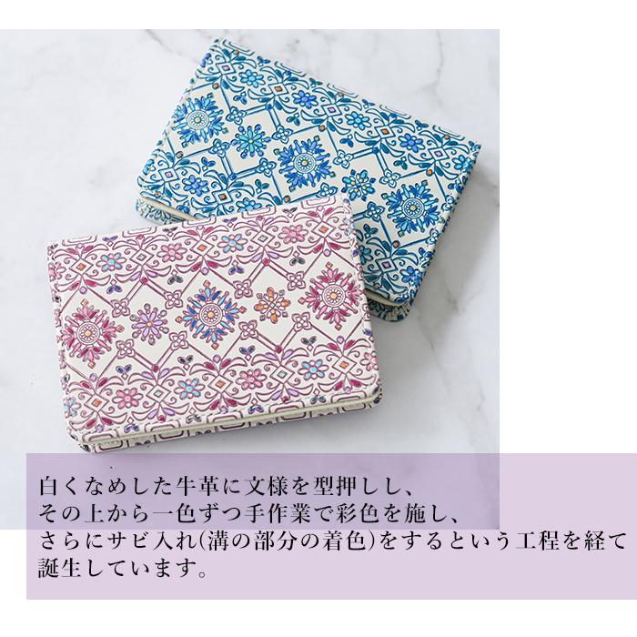 友禅文庫 名刺入れ レディース かわいい 本革 日本製 花柄 牛革 カード