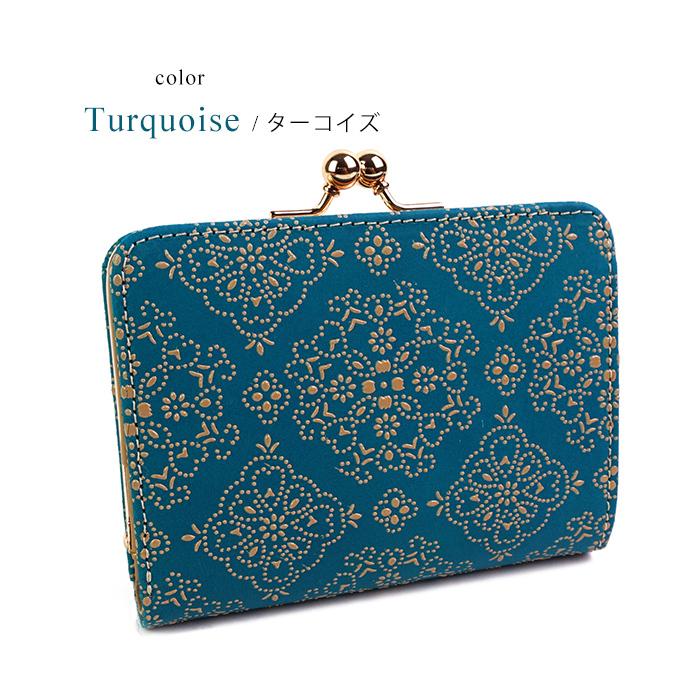 古都印伝 財布 二つ折り財布 折りたたみ財布 がま口 ボックスコイン