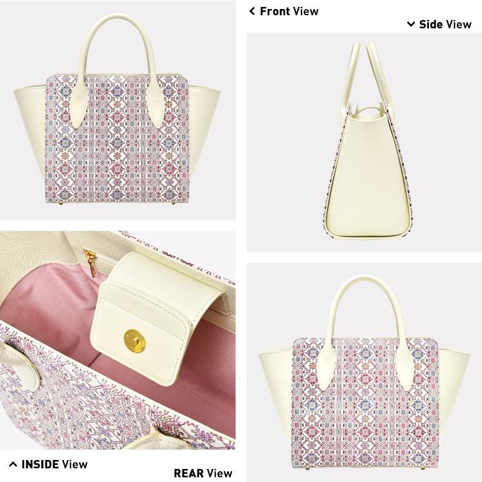 バッグ ハンドバッグ マグネット レディース 本革 日本製 きれい上品 かわいい 式典 フォーマル 花柄 フラワーガーデン 友禅文庫 母の日 ギフト プレゼントの画像