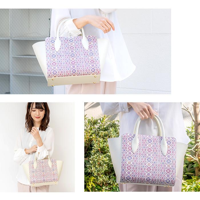 バッグ ハンドバッグ マグネット レディース 本革 日本製 きれい上品 かわいい 式典 フォーマル 花柄 フラワーガーデン 友禅文庫 母の日 ギフト プレゼントの画像