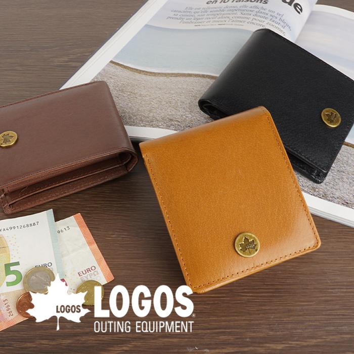 二つ折り財布 メンズ財布 革財布 シンプル ベーシック LOGOS